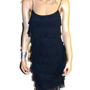 ABS Allen Schwartz. Black Ruffled Tank Dress 6